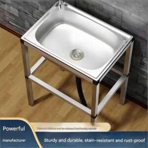 Temporary handwashing basins and sinks for construction sites, combined with vegetable washing basins and dishwashing basins, with brackets and floor-standing sinks.