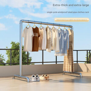 Steel pipe clothes drying rack, floor-standing, outdoor, thickened, suitable for home use, balcony, bedroom, hanging clothes, drying quilts, and street stalls.