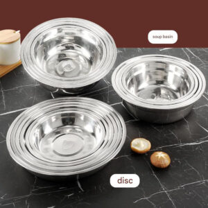 304 Stainless Steel Round Soup Bowl/Plate, Thickened and Deepened Multi-purpose Soup Bowl, Vegetable Plate, Cold Noodle Plate, Household Vegetable Washing Basin
