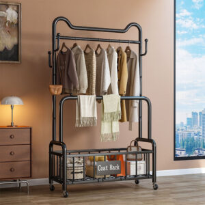 Floor-standing clothes rack, portable household cat-ear clothes rack, indoor clothes hanger, simple coat rack.