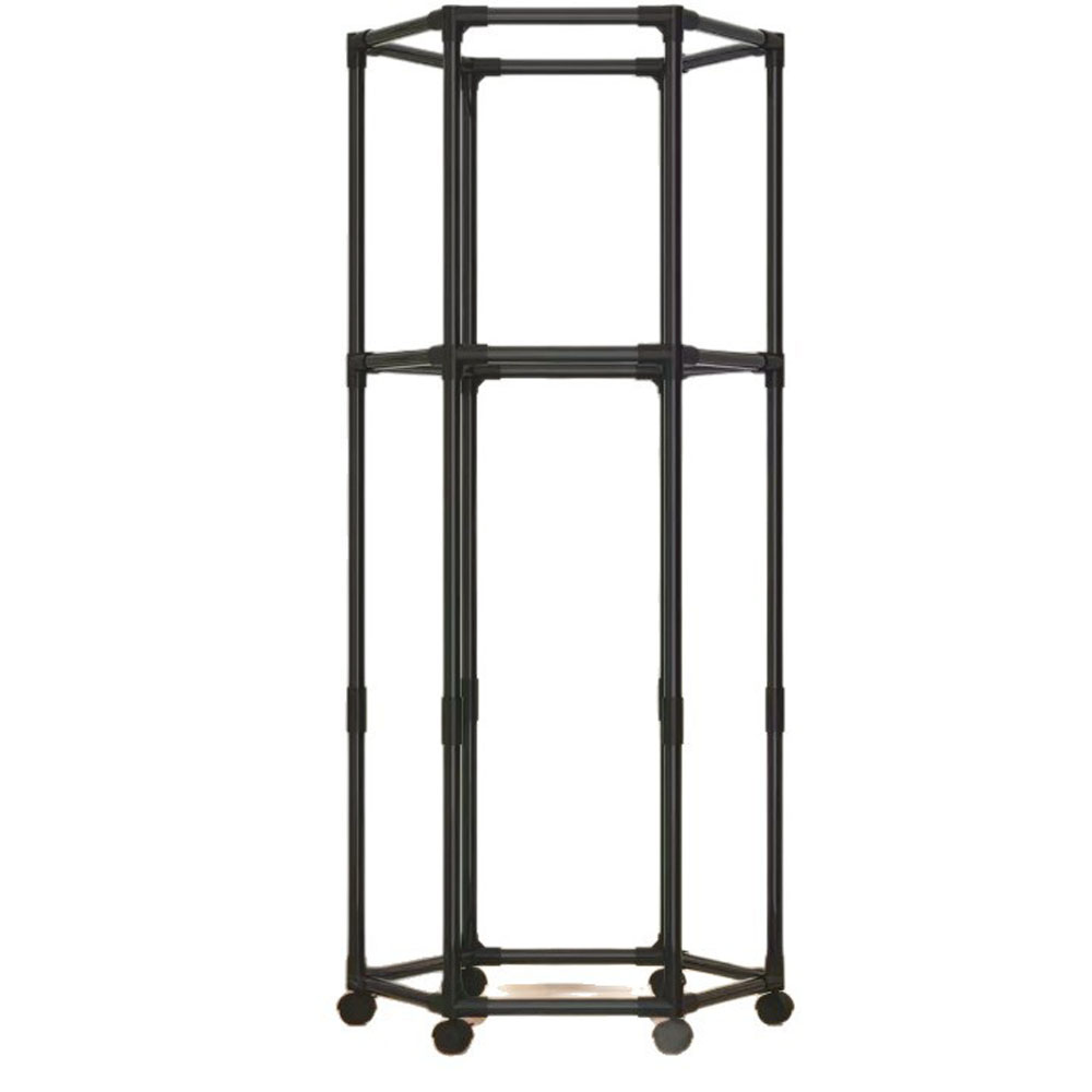 Extra Thick Hexagonal Clothes Rack with Mesh, Floor Standing Double Layer Clothes Rack, Bedroom Clothes Hanger, Mobile Storage Rack, Clothes Drying Rack - Image 6