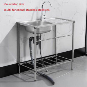 Thick Stainless Steel Kitchen Sink with Integrated Drain Rack, Vegetable Washing Basket, Multi-Function Workstation, Anti-Splash Design