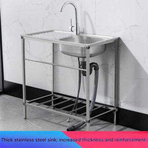Thick Stainless Steel Kitchen Sink with Integrated Drain Rack, Vegetable Washing Basket, Multi-Function Workstation, Anti-Splash Design