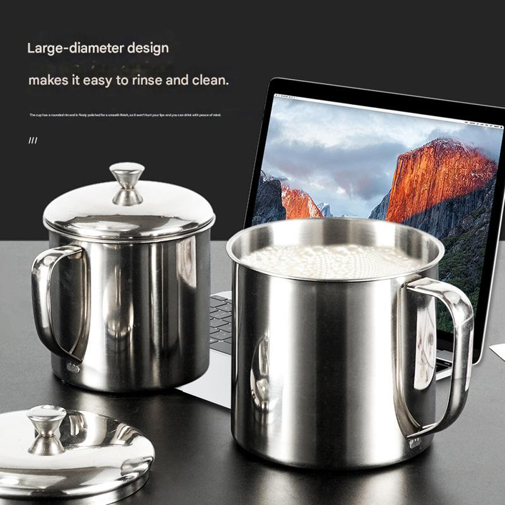 304 stainless steel water cup, thick and large capacity tea cup, kindergarten-specific cup with heat insulation and anti-scald strip, lid-on cup, wholesale available - Image 5