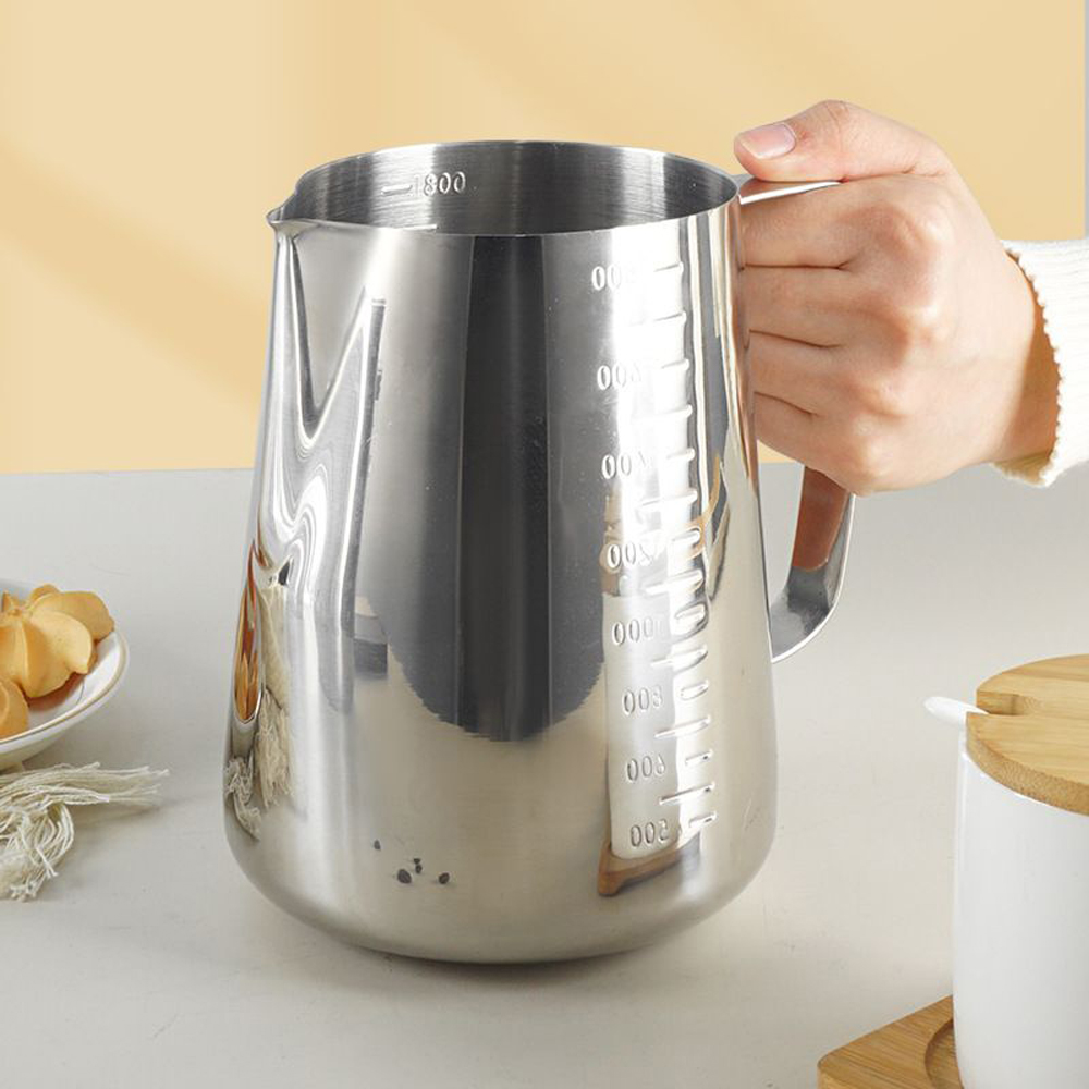 Stainless steel cup with scales inside and outside coffee measuring cup with thick pointed mouth, flower cylinder, milk bubble cup and milk kettle. - Image 3