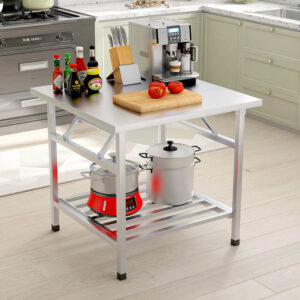 304 Stainless Steel Folding Table — Portable BBQ Table, Outdoor Vendor Stand, Commercial Night Market Use, Simple Dining Table, Small Square Table