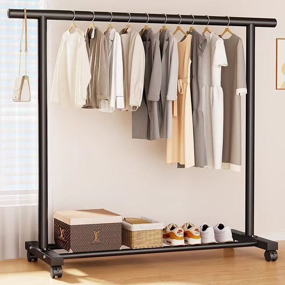 Extra-thick 32mm tubing floor-standing clothes rack, thickened and reinforced vertical clothes rack, coat rack, movable clothes hanger, double pole rack. - Image 3