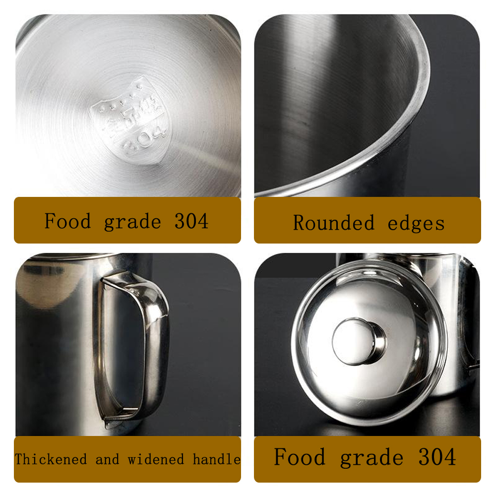 304 stainless steel water cup, thick and large capacity tea cup, kindergarten-specific cup with heat insulation and anti-scald strip, lid-on cup, wholesale available - Image 3