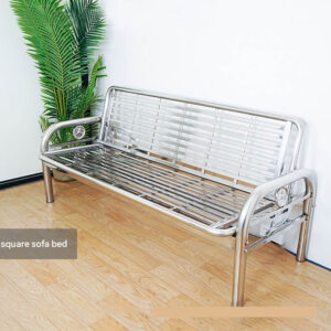 Stainless Steel Foldable Dual-Purpose Sofa Bed — Iron-Frame Folding Bed for Office or Living Room — Single-Person Nap Bed