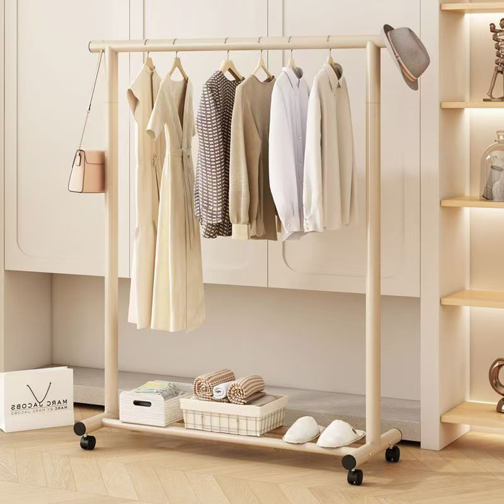 Extra-thick 32mm tubing floor-standing clothes rack, thickened and reinforced vertical clothes rack, coat rack, movable clothes hanger, double pole rack. - Image 4