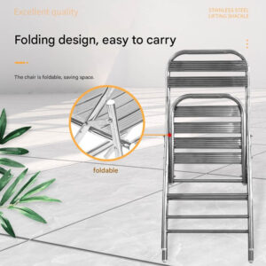 Folding Chair — Household Dining Chair, Beach Chair, Stainless Steel Balcony Seating, Outdoor Leisure Chair, Backrest Chair (Single-Seater)